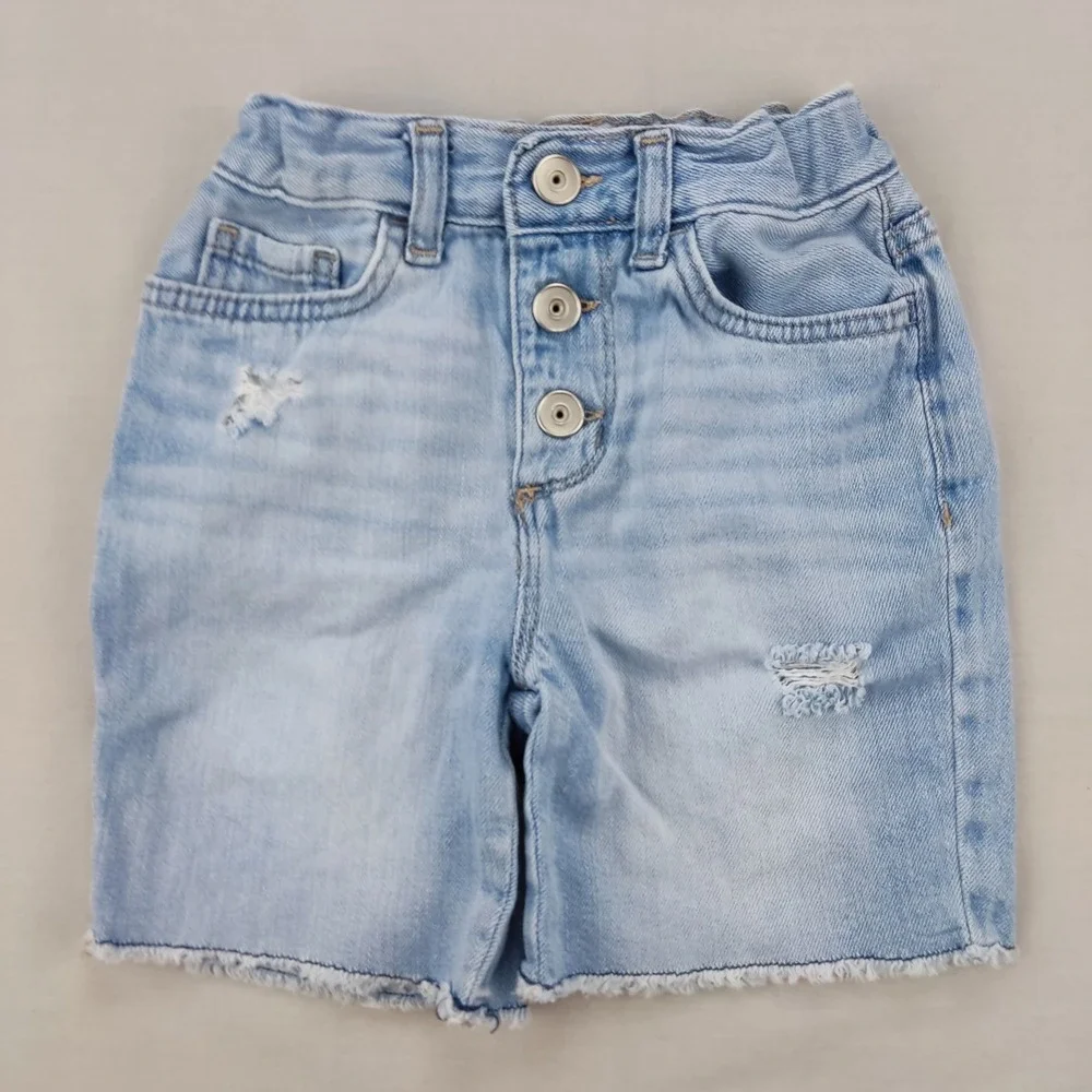 The Children's Place Shorts Girls 5 Blue Girlfriend Distressed Button Fly Frayed